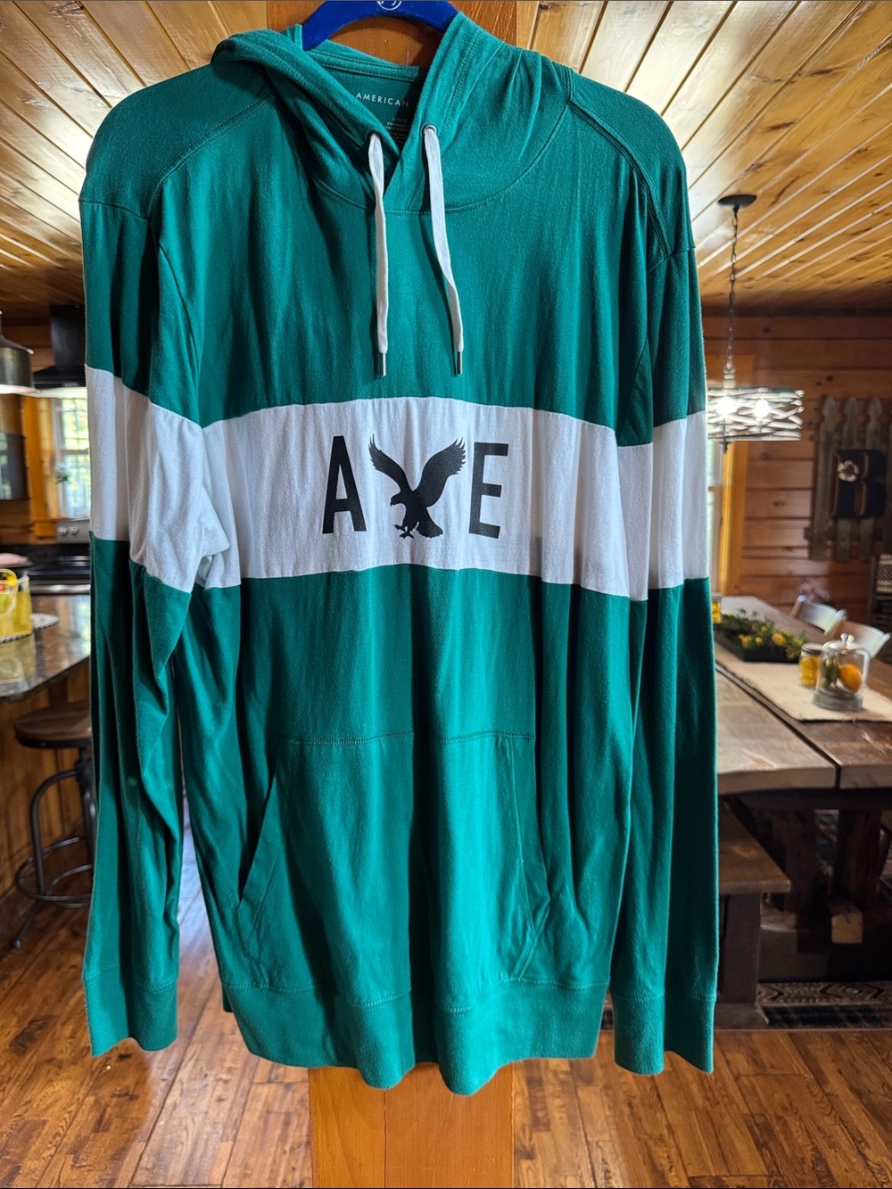 Men’s American Eagle Outfitters Teal & White Light Weight Hoodie